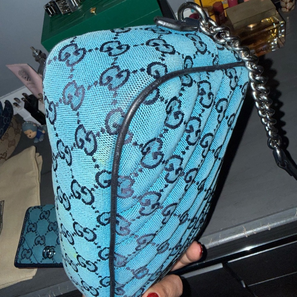 EUC Gucci Marmont Blue Women's Bag with matching wallet bundle - Picture 8 of 16